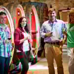 Visitors enjoying a guided tour of the 144 year old winery.