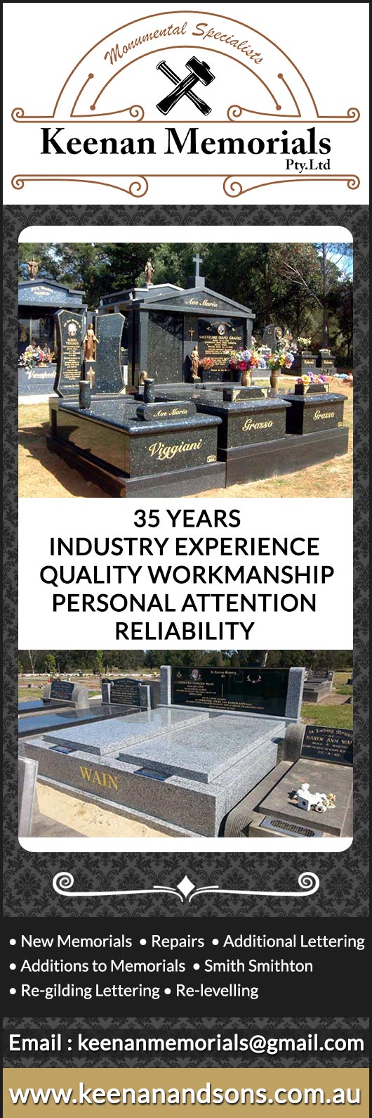 KEENAN MEMORIALS PTY LTD Monumental Masons 18 Ellen St, Morwell VIC