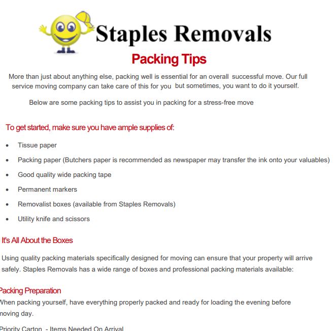 Staples Packing & Carton Tips