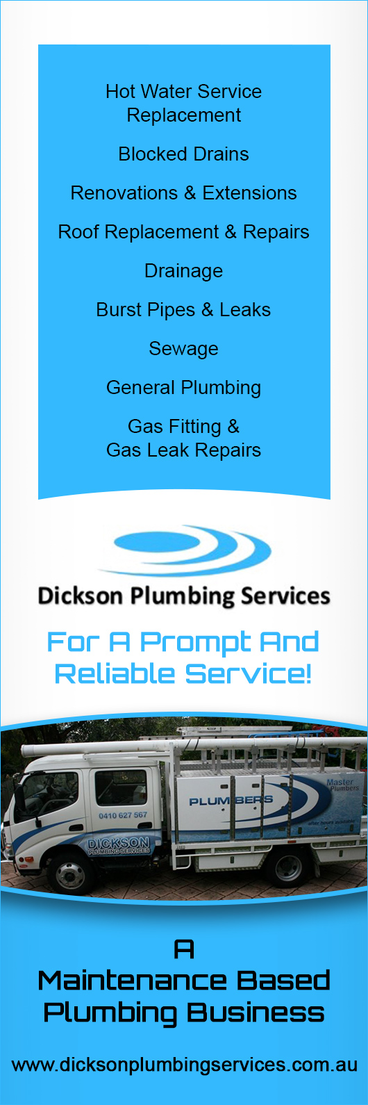 Dickson Plumbing Services Pty Ltd - Promotion