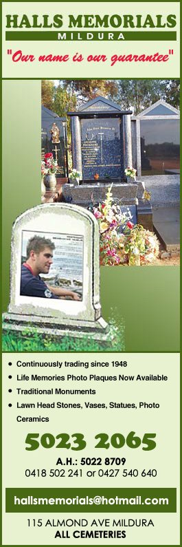 Hall's Memorials Mildura Pty Ltd - Promotion