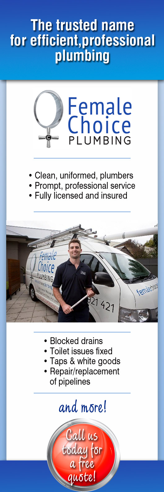 Plumber Adelaide, Melbourne, Perth, Brisbane, Sydney for Hot Water, Blocked Drains, Gas Fitting, Taps, Toilets, Pipes.
