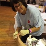 Debbie volunteering at Ironman