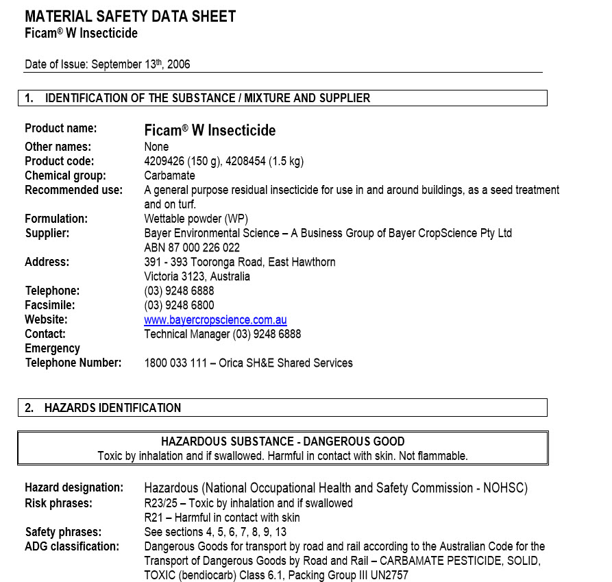 Material safety data sheet