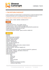 Tax Checklist Companies