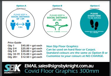 COVID floor graphics.